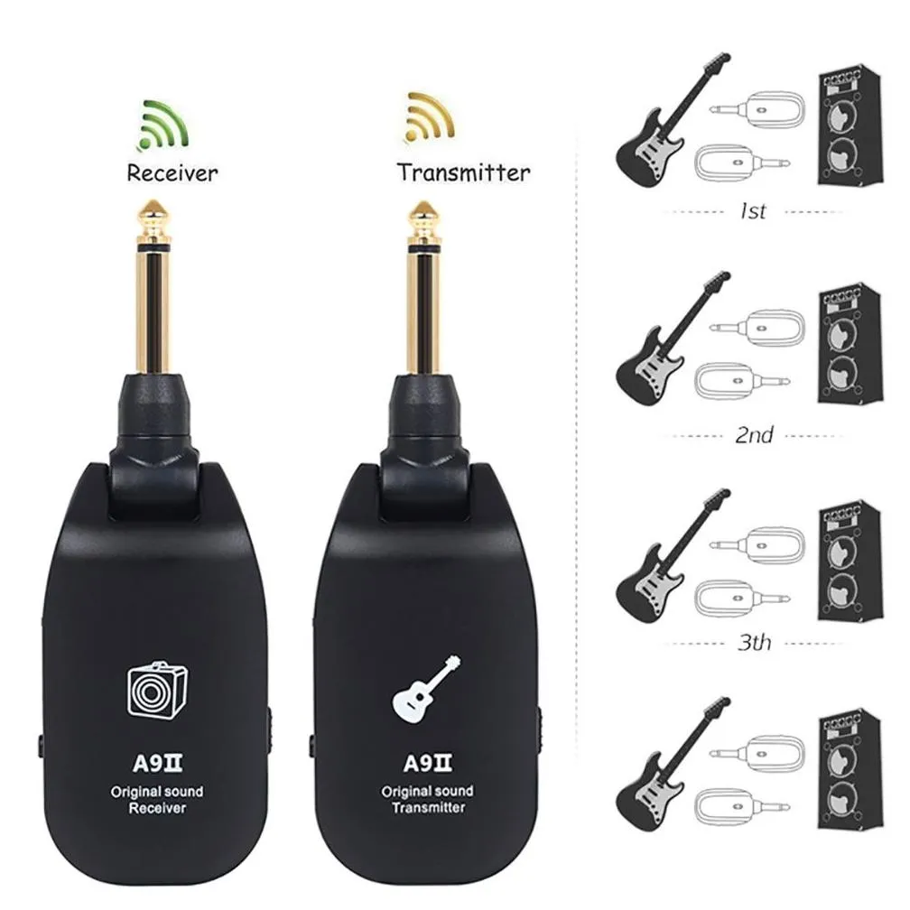 Other Arts And Crafts Wireless Guitar System Built-In Rechargeable 4 Channels Transmitter Receiver For Electric Bass Parts Pickup Dr Dhcjh