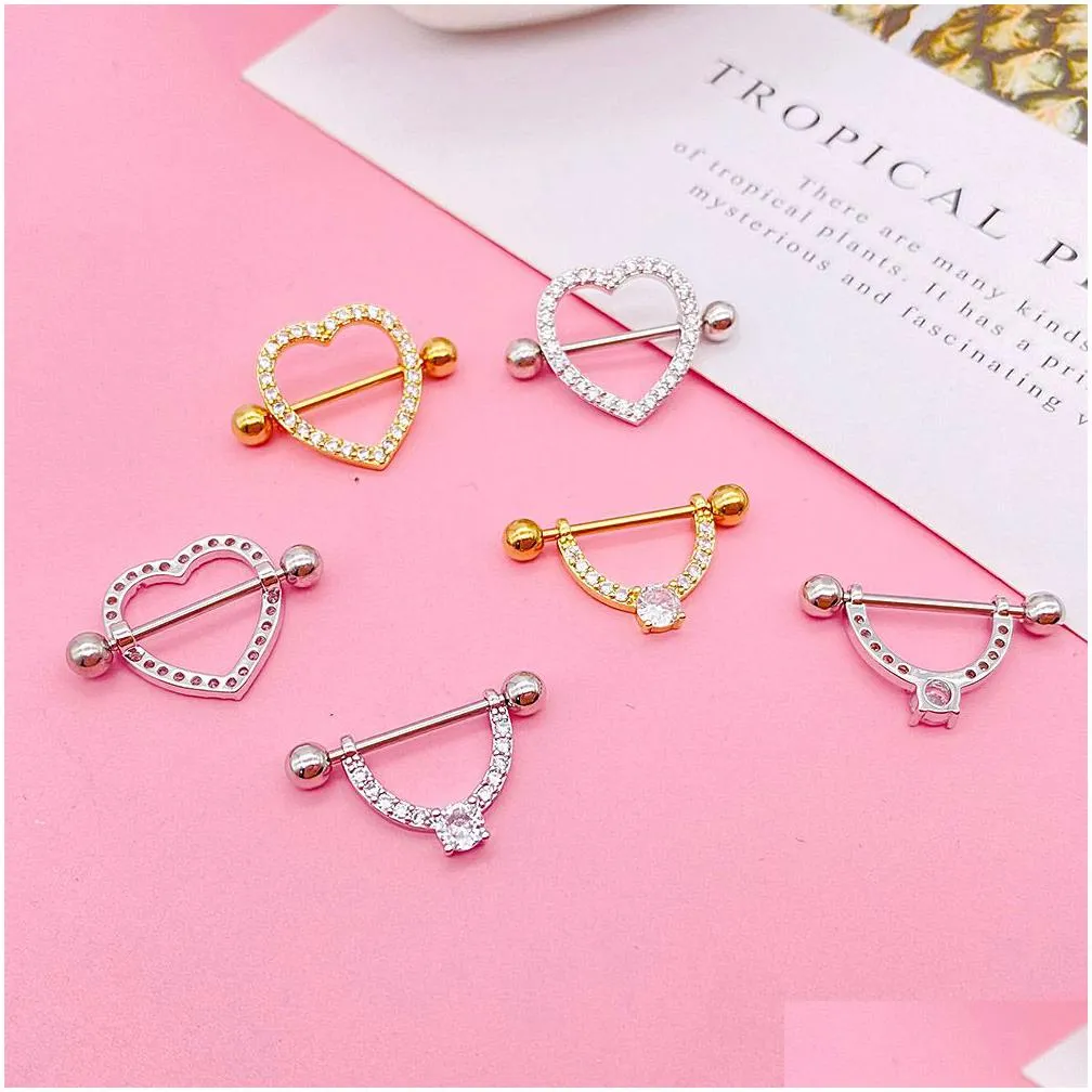 1pc titanium barbell nipple piercing inlaid zircon breast nipple rings for women sexy body piercing jewelry