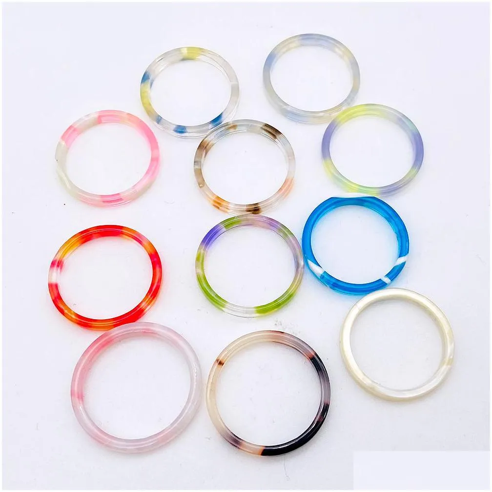 2021 new colorful transparent resin acrylic rings irregular marble pattern ring for women girls party jewelry 16.5mm