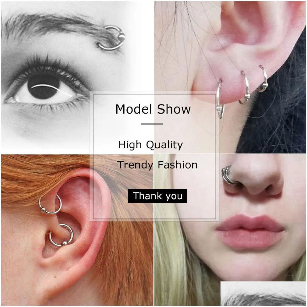 open stainless steel nose hoop rings ear cartiliage tragus earrings segment rings piercing body sexy jewelry wholesale