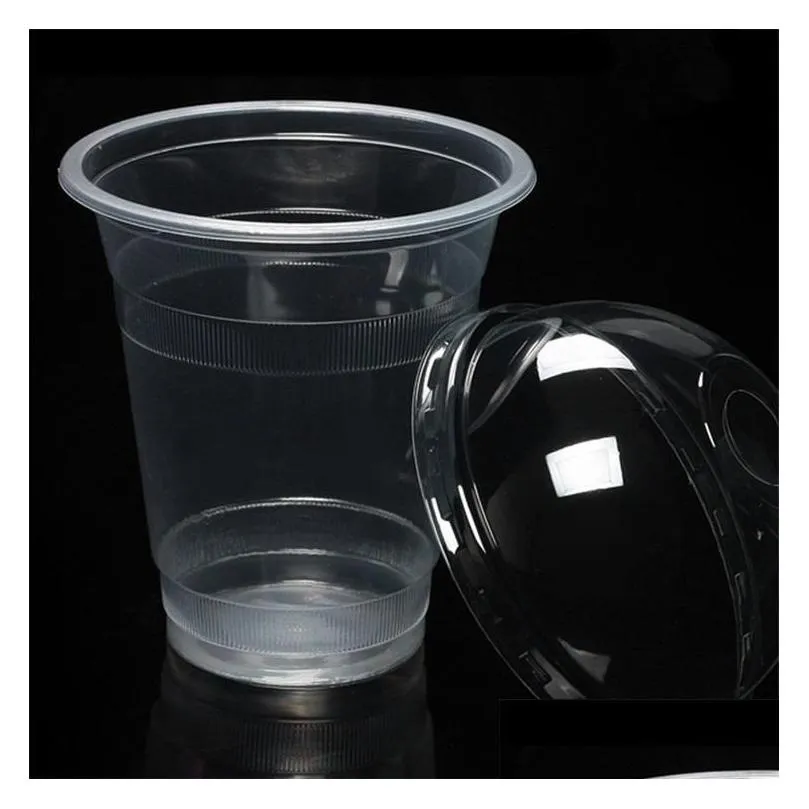 360ml drinkware cup with cap hard plastic disposable cup food fruits juice cup transparent large capacity t2i223