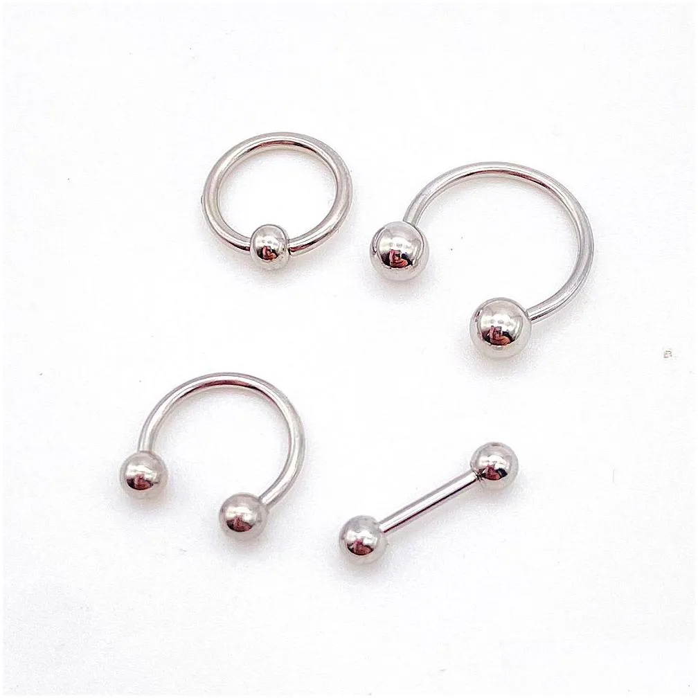 4pcs/lot stainless steel nose rings stude industrial barbell ear bone nails lip body clip hoop women septum piercing jewelry