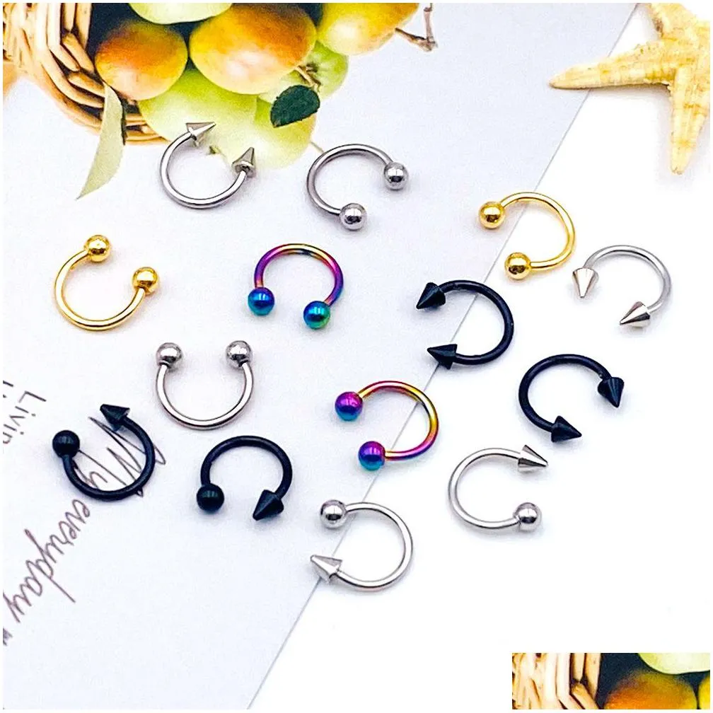 fashion horseshoe fake nose ring c clip bcr septum lip piercing falso nose rings hoop for women eyebrow nose lip rings body jewelry