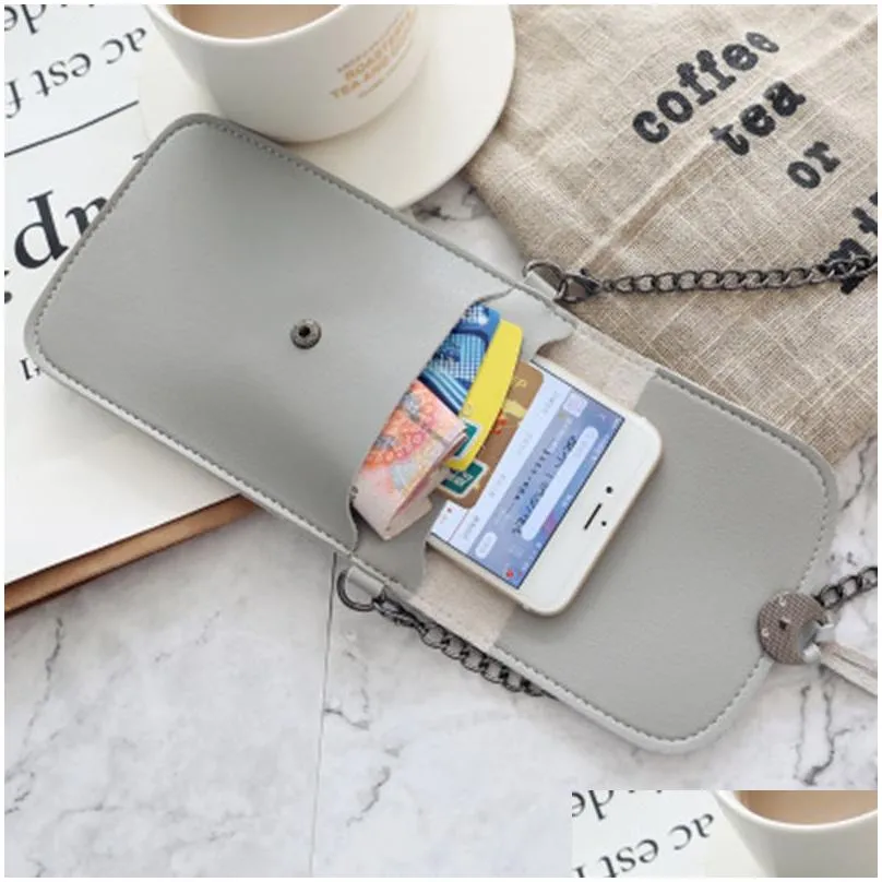 storage bags touch screen cell phone purse smartphone wallet leather shoulder strap handbag women bag for x s10  p201