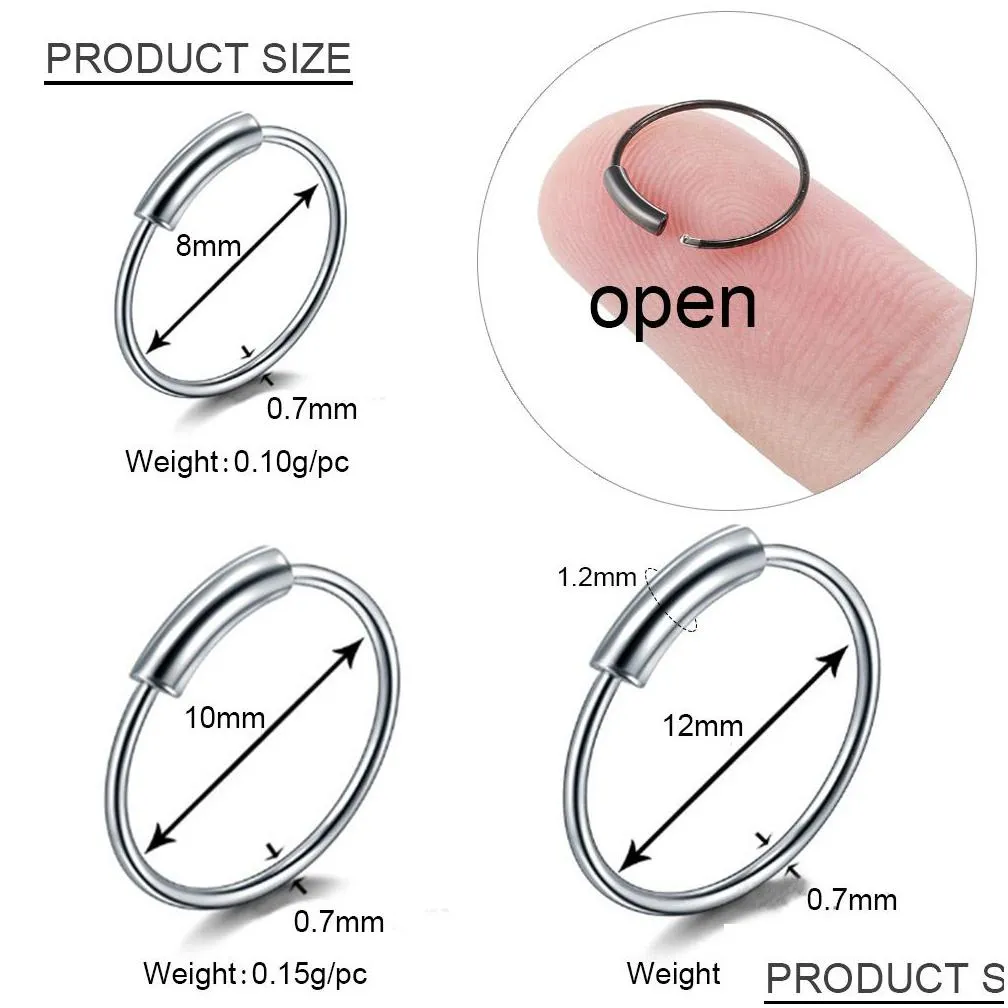 3pcs /pack surgical steel captive bead ring ear hoop nose ring loop ear tragus cartilalge piercing ring body jewelry earring