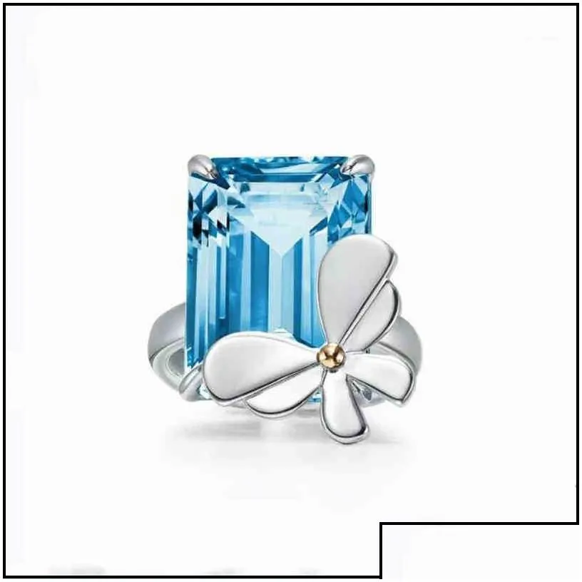 Jewelry Band Rings Selling Tiffy Home Ring 925 Sier Love Bugs Inlaid With Topaz Bee Blue Butterfly228A Drop Delivery Jewelry Dhxkc Wed Dhkol