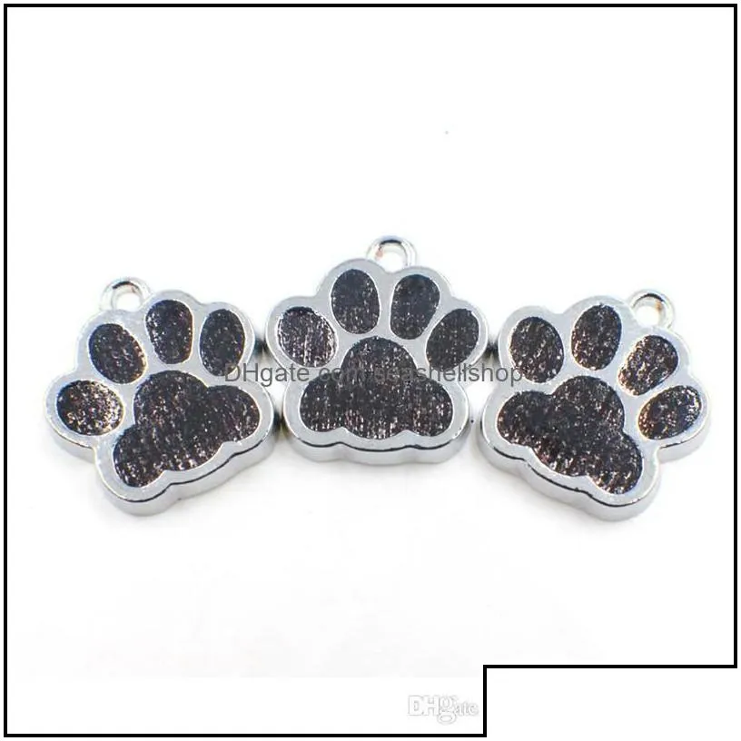 Jewelry Charms Jewelry Findings Components 50Pcs Hc358 Bling Enamel Cat Dog/Bear Paw Prints Hang Pendant Fit Rotating Key Chain Keyrin Dhuvb
