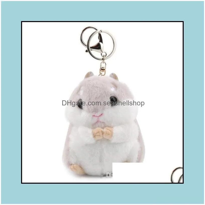 Jewelry Key Rings Cute Soft Plush Cartoon Animal Keychain Small Hamster Toy Doll Keyring Stuffed Mouse Pendant Chain Women Bag Charms Dhlde