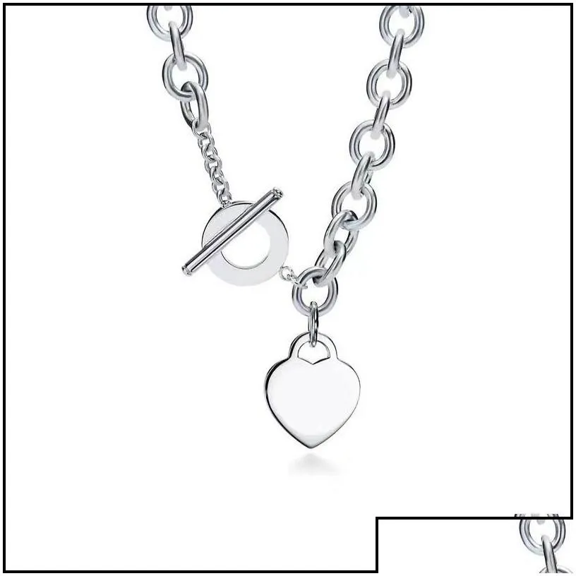Jewelry Pendant Necklaces Heart Ot Buckle Love Necklace For Womens And Mans Sier Plating Thick Chain Jewerly Designer Link Chain282W D Dhbvo