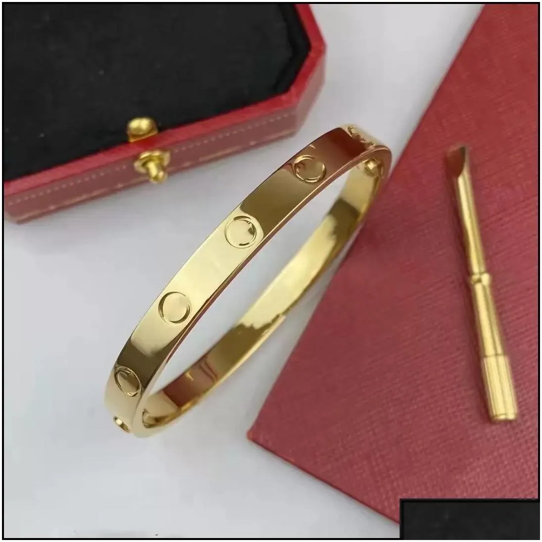 Jewelry Bangle Gold Mens Bracelets Designer Bangles Love Bracelet Titanium Steel Sier Rose Braclets Women Men Screw Screwdriver Jewelr Dhql1