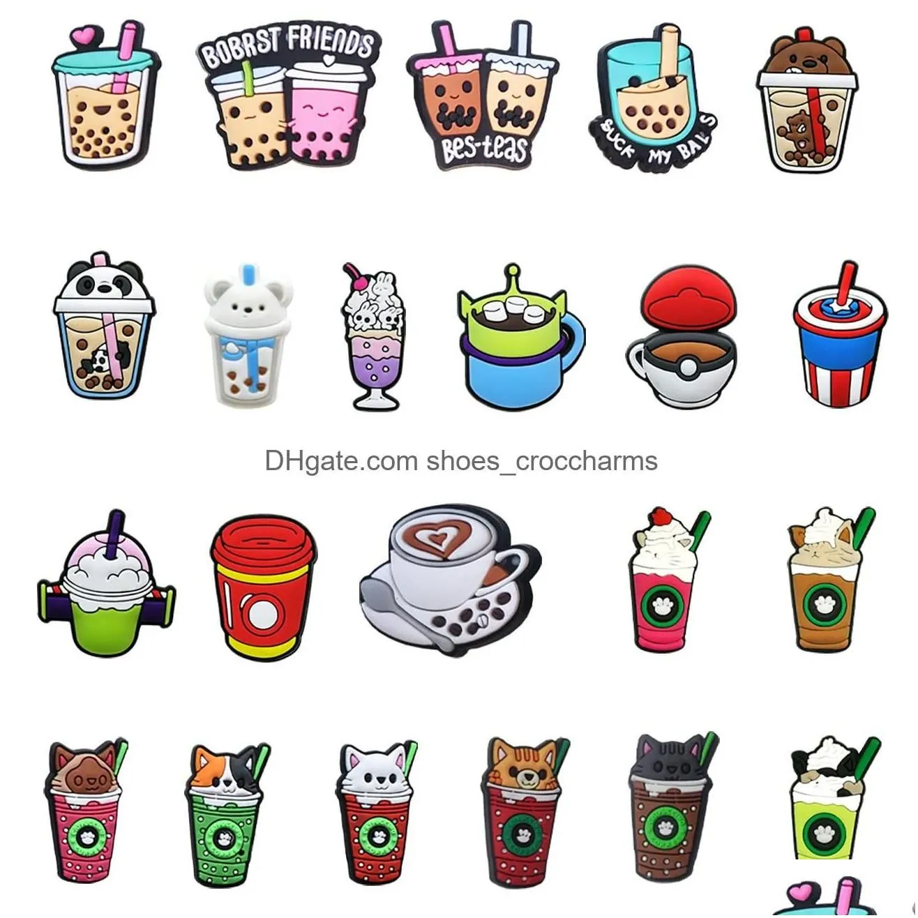 Charms Food Croc Coffee Pvc Cute Or Kids Boys Girls Men Women Trendy Shoe Decoration Boba Birthday Gifts Party Favor Drop Delivery