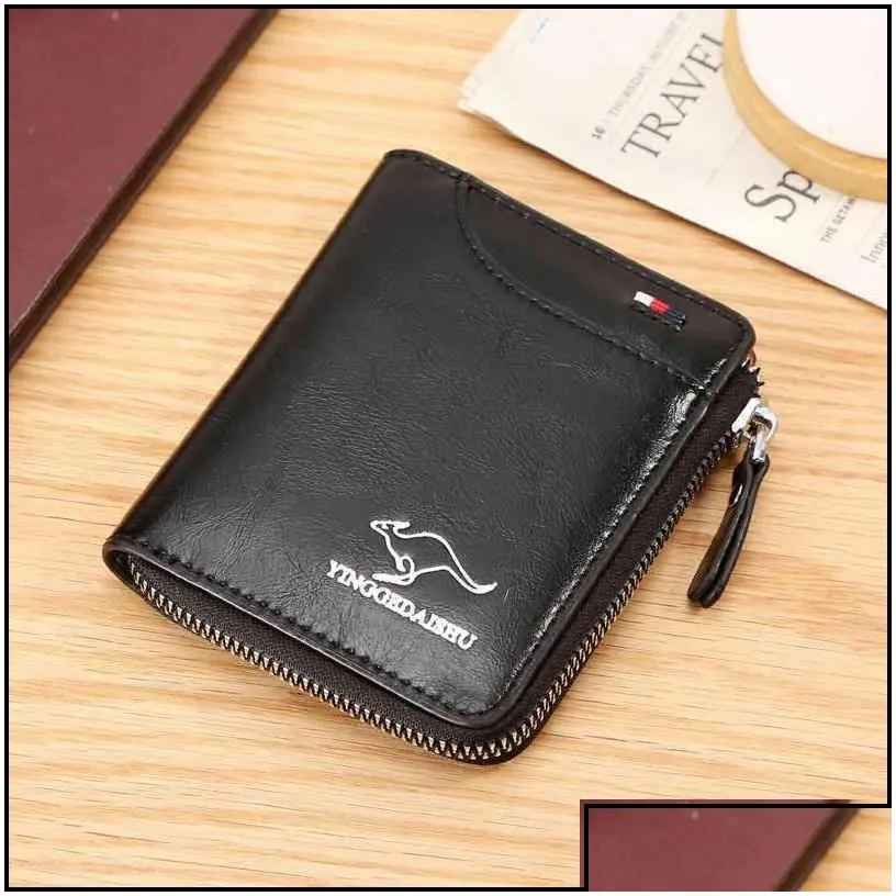 Money Clips Kangaroo Wallet Mens Short Soft Leather Largecapacity Card Holder Mticard Pocket Wallet312N Drop Delivery Jewelry Dh0Fp