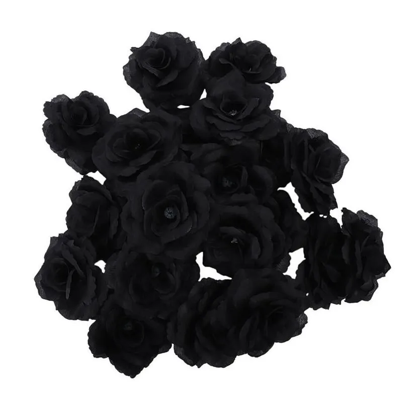 Decorative Flowers & Wreaths Pcs Black Rose Artificial Silk Flower Party Wedding House Office Garden Decor Diy Decorative Flowers Wrea Dhitx