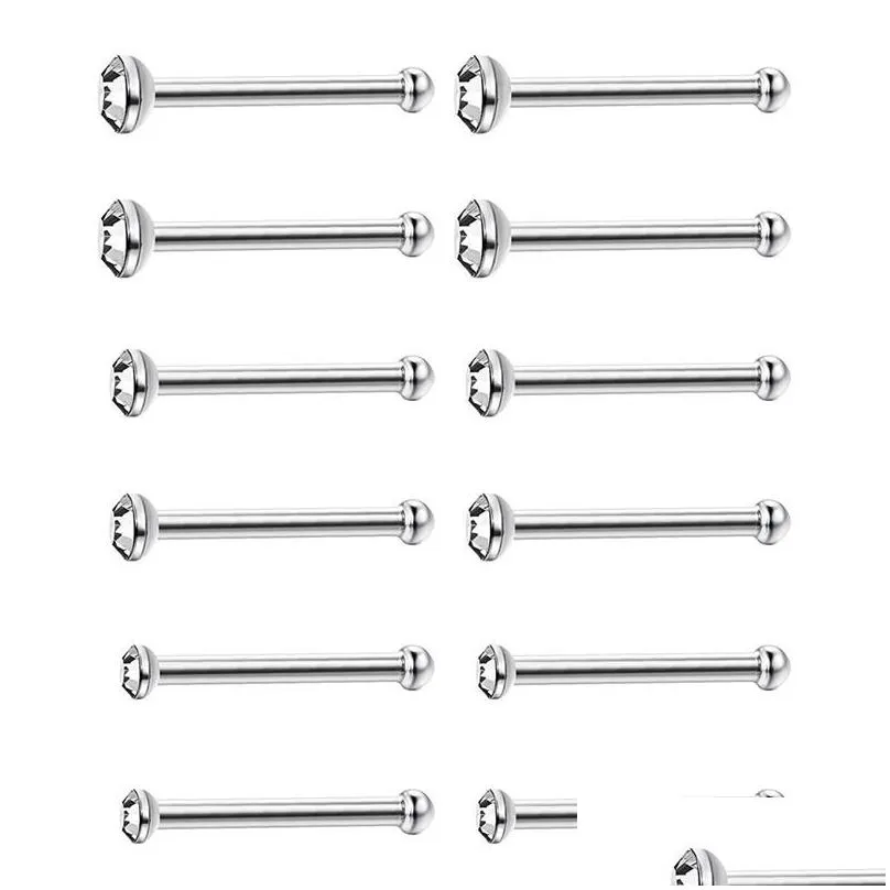 60pcs stainless steel nose studs rings piercing pin body jewelry 1.5mm 2mm 2.5mm