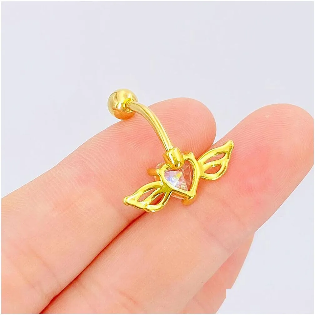 1pc sexy steel belly button rings crystal piercing navel heart style piercing navel earring belly piercing woman body jewelry