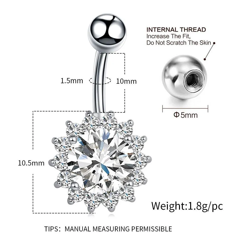 1pc steel navel rings belly piercing flower shape belly button rings make belly more sexy navel piercing body piercing jewelry