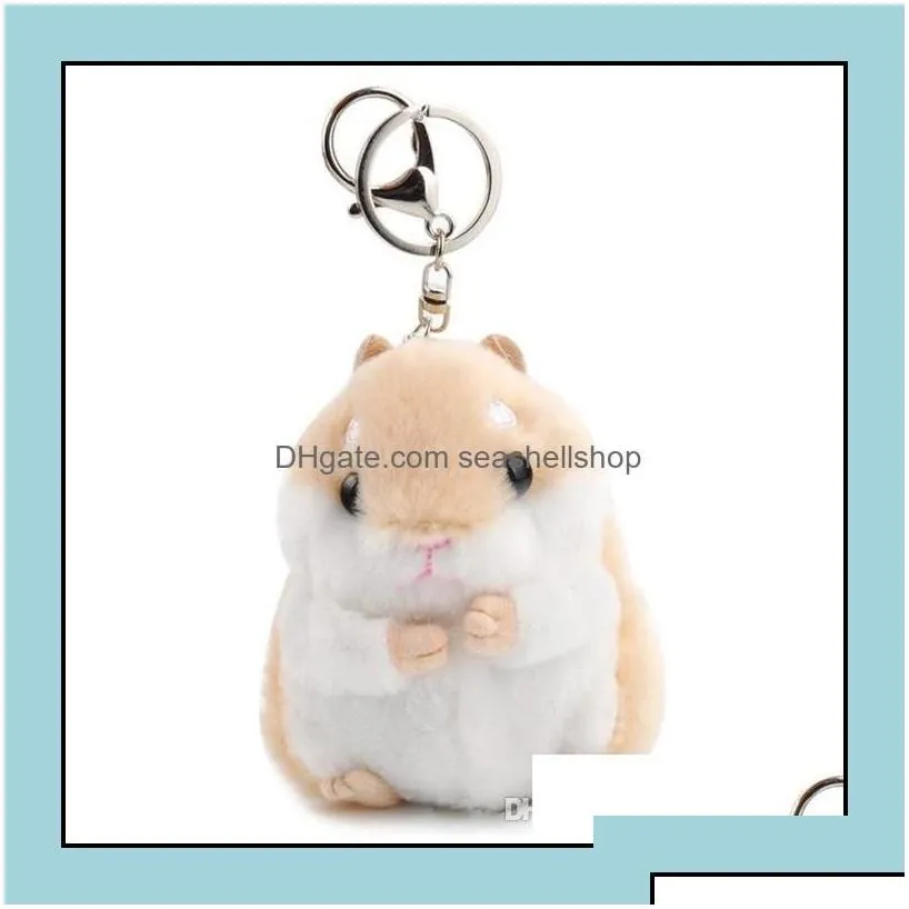 Jewelry Key Rings Cute Soft Plush Cartoon Animal Keychain Small Hamster Toy Doll Keyring Stuffed Mouse Pendant Chain Women Bag Charms Dhlde