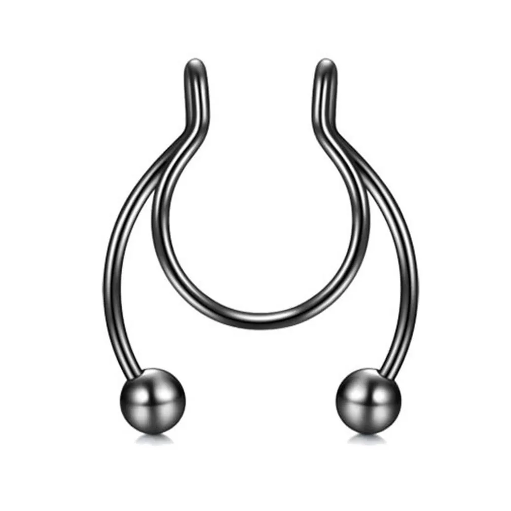 1pc new stainless steel fake nose ring studs hoop septum rings colorful fashion body piercing jewelry