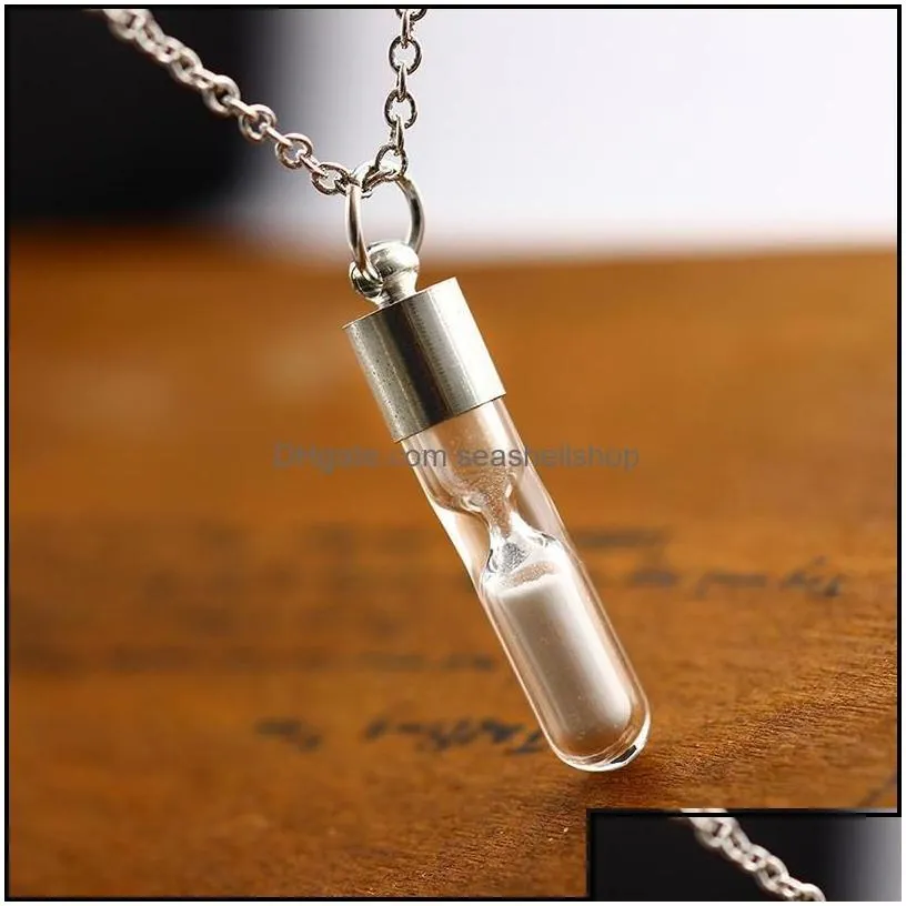 Jewelry Pendant Necklaces Glow In The Dark Time Hourglass Luminous Glass Phosphor Bottle Charm For Women Fashion Jewelry Gift Wedding Dh2Zg