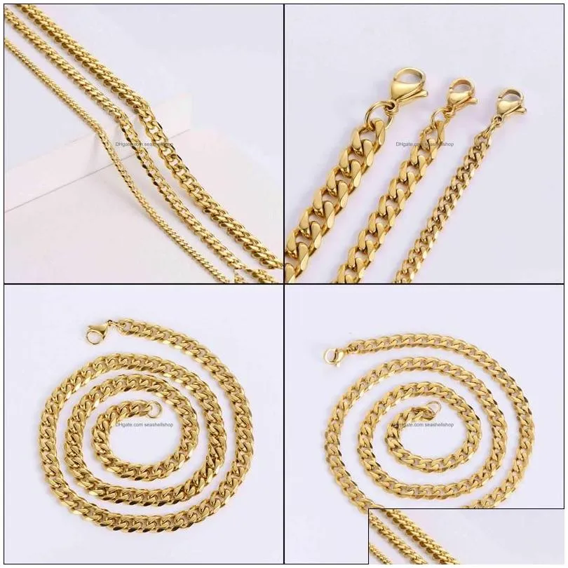 Jewelry Pendant Necklaces Hip Hop Womens Men Necklac Cadenas Cubanas 18K Gold Plated Thick Cuban Link Chain Stainls Steel Drop Deliver Dhs8U