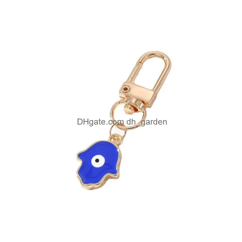 evil eye hamsa hand keychain key ring for women men fatima hand blue eye bag car key accessories