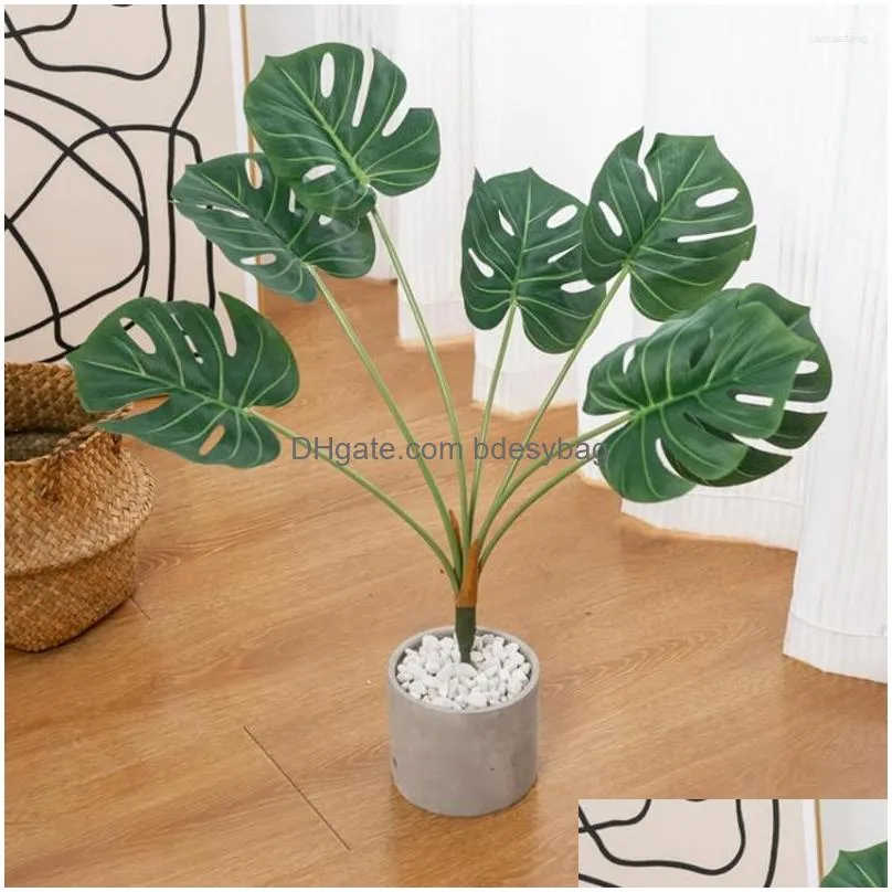 decorative flowers 7 banana leaves artificial plants for home balcony bonsai accessories christmas party wedding arch decoration