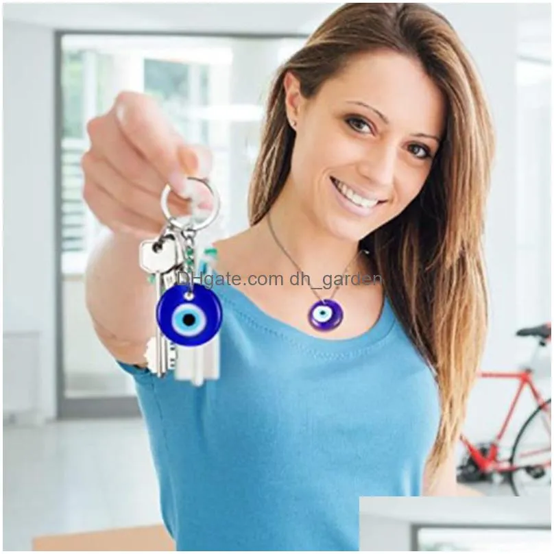 classic turkish evil eye keychain keyring women men glass lucky blue eye bag car box phone charm key ring
