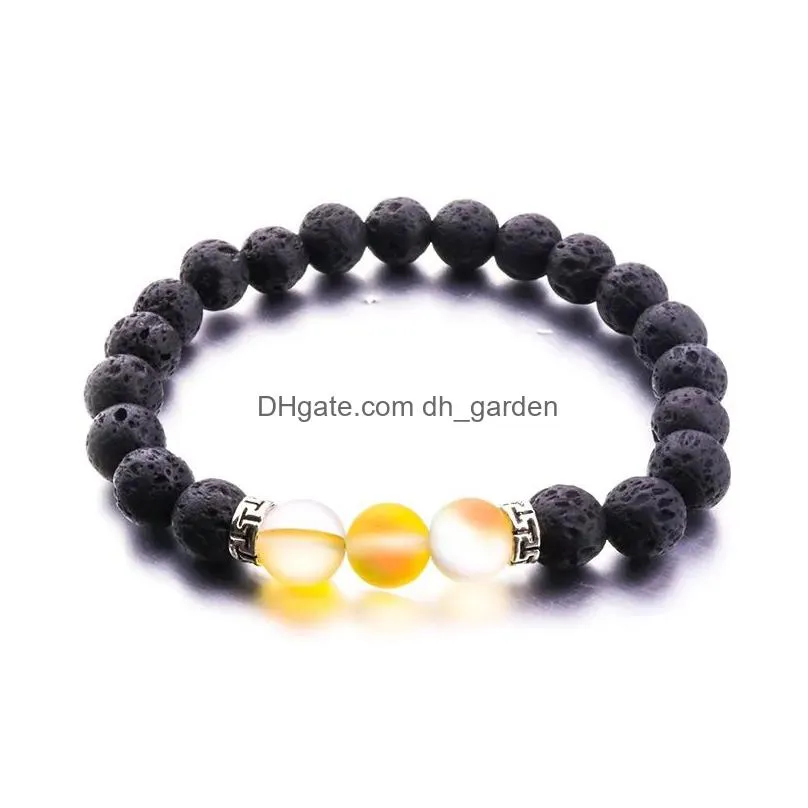 8mm black lava stone reflective beads aromatherapy essential oil diffuser bracelet for women