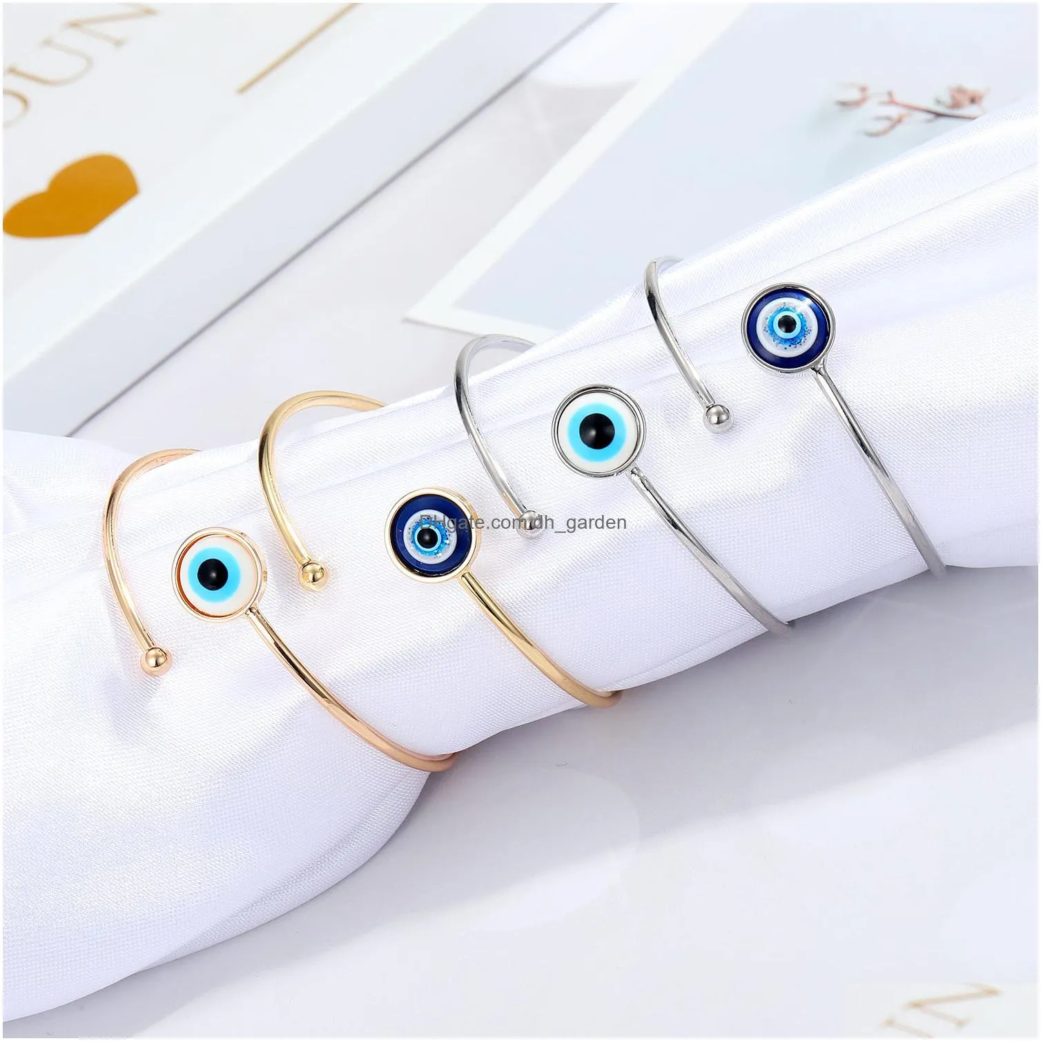 resin round evil eyes open cuff bangle lucky turkish acrylic blue eye bracelet for women jewelry