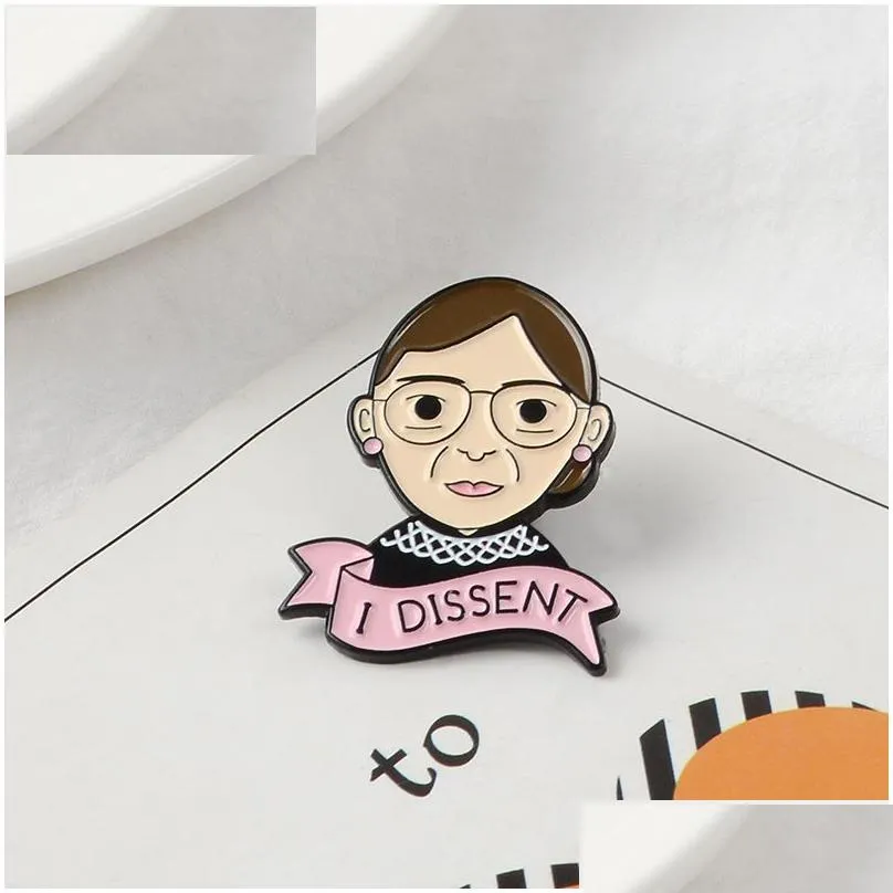 portrait enamel lapel pin kindly mother brooch i dissent badge accessories women face wearing glasses jewelry gift for love your mom