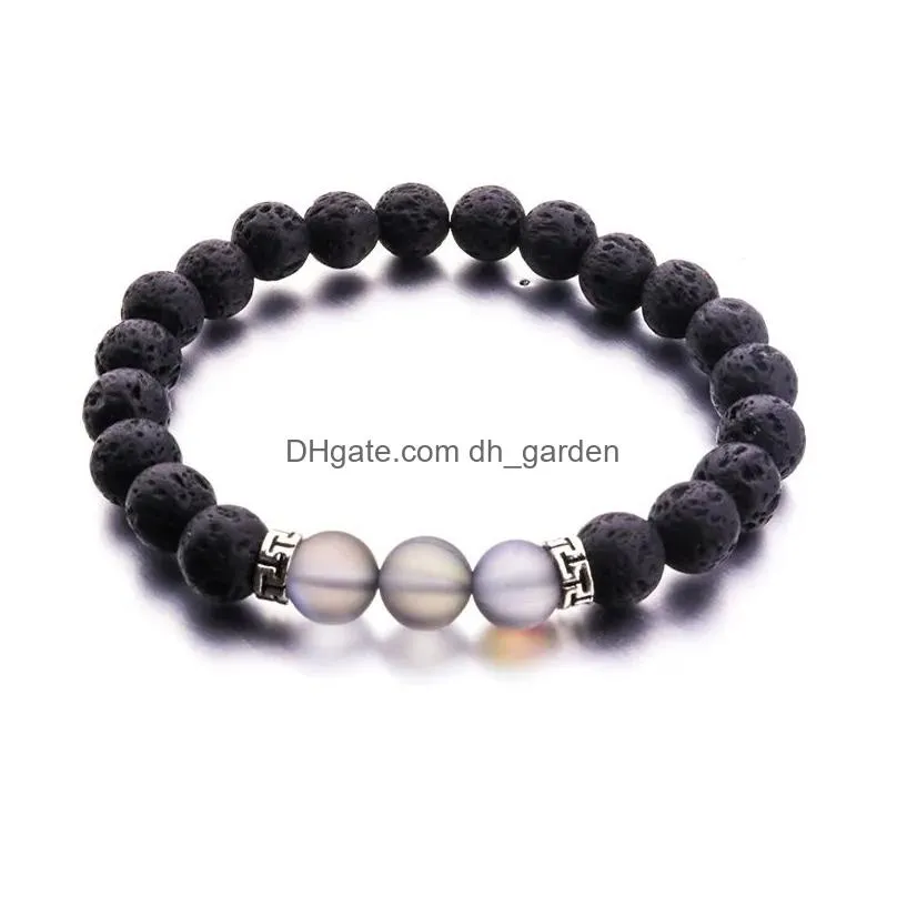 8mm black lava stone reflective beads aromatherapy essential oil diffuser bracelet for women