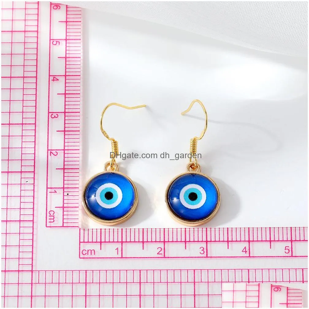 lots colorful turkish blue evil eye charms earrings for women new trendy cat`s eye stone lucky eye pendant ear jewelry wedding jewelry