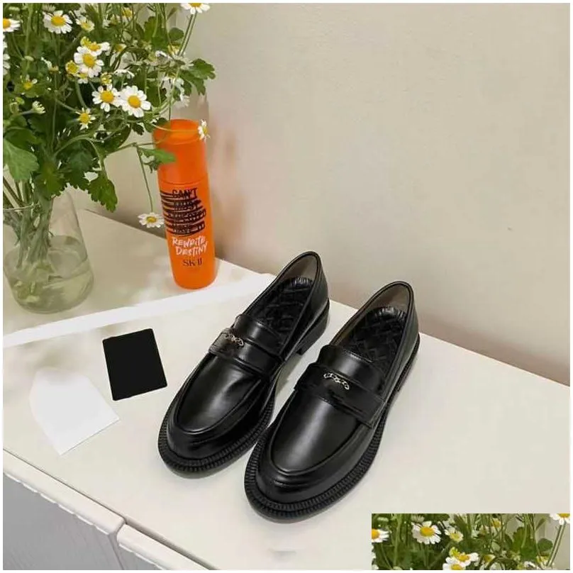 dress shoes designer channel flats shoes high-version small shoes womens english style flat bottom single-footed shoes casual small leather shoes