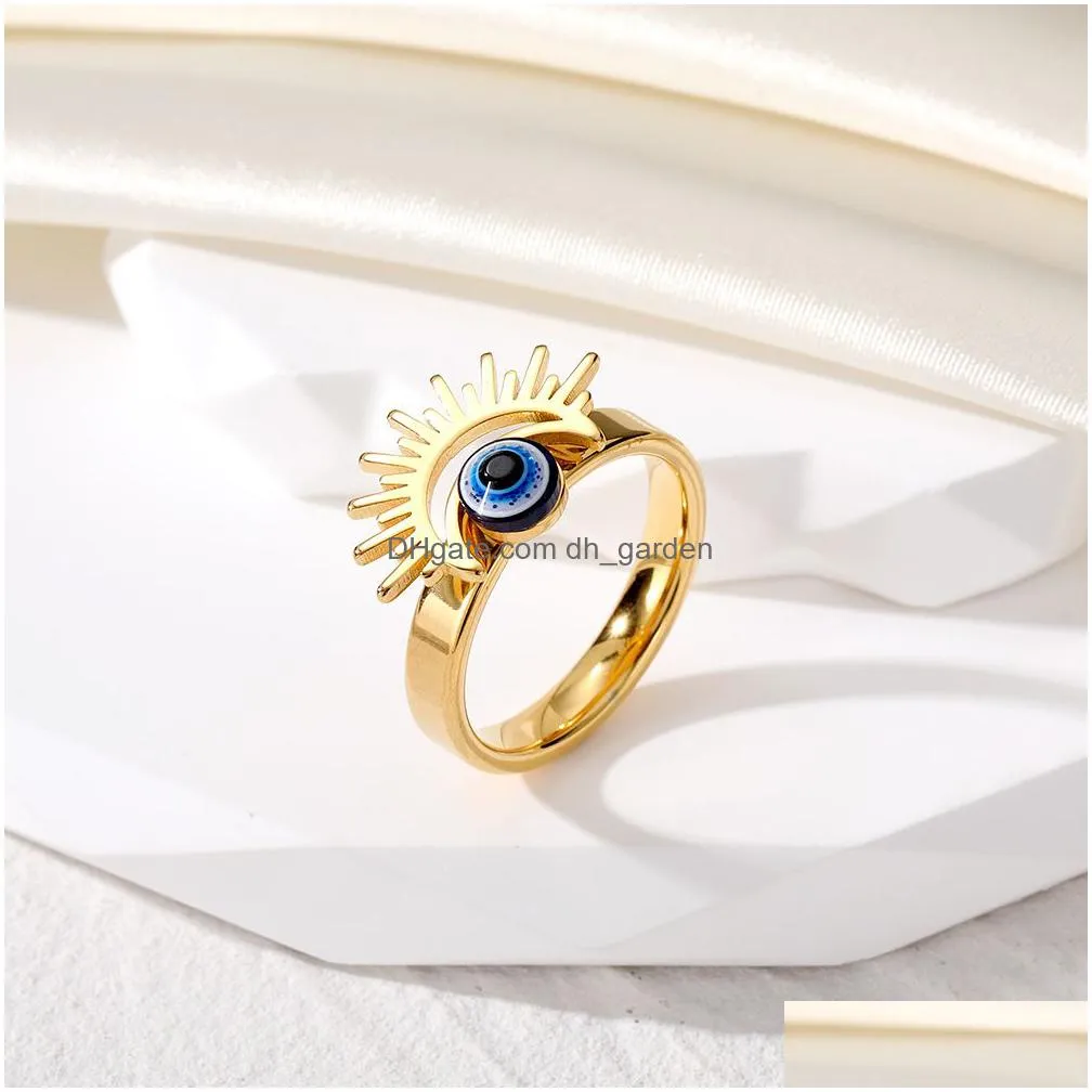 vintage blue evil eye finger ring for women gift jewelry hollow crown turkish lucky eye adjustable party accessories size 17 18 19 20