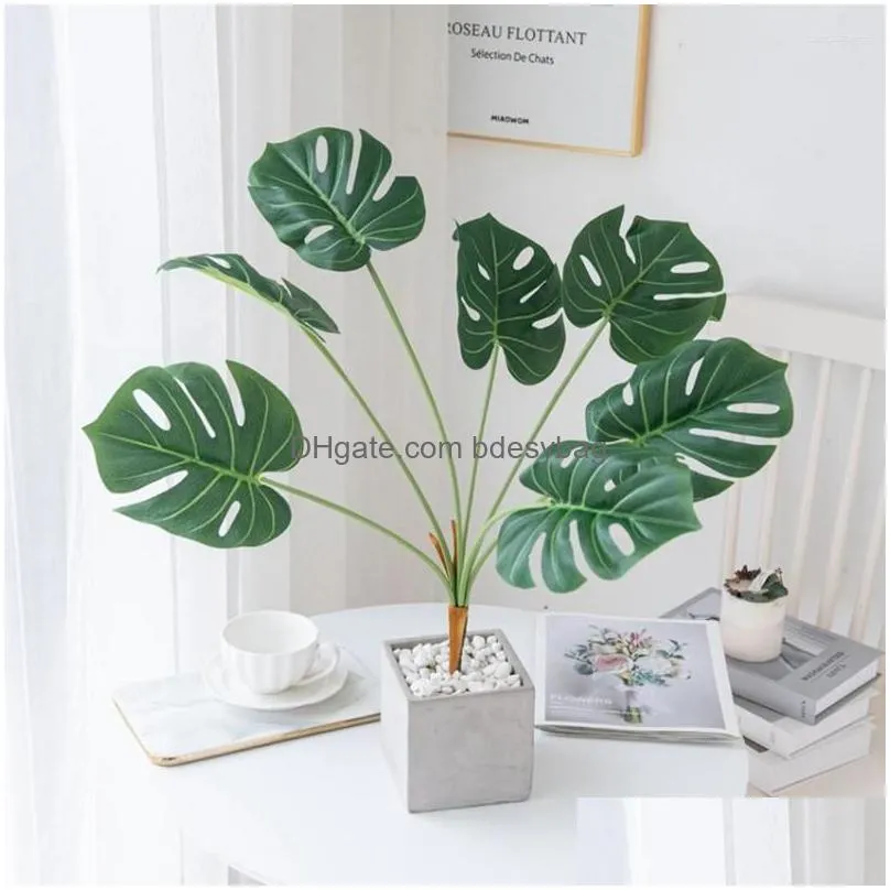 decorative flowers 7 banana leaves artificial plants for home balcony bonsai accessories christmas party wedding arch decoration