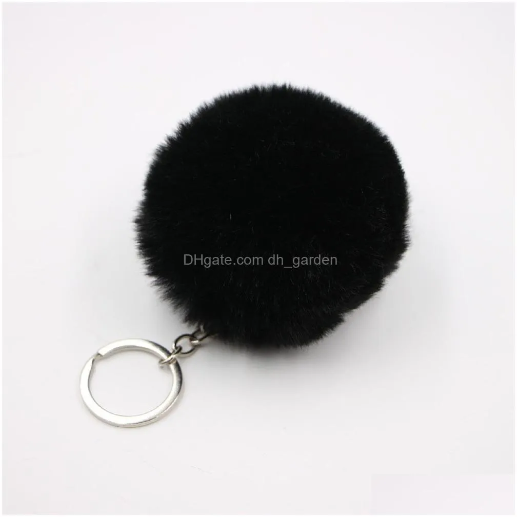 8cm fluffy soft faux fur pom pom keychain like ball car keyring key holder women bag pendant jewelry keychain charms