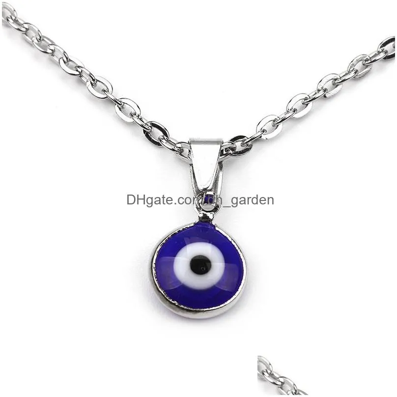 turkish blue evil eye pendants necklaces for women alloy leather chain necklace women girls jewelry good luck