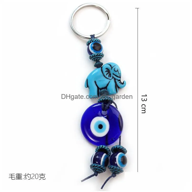 blue evil eye keychain butterfly elephant palm charms key ring for women men pendant bag car key accessories