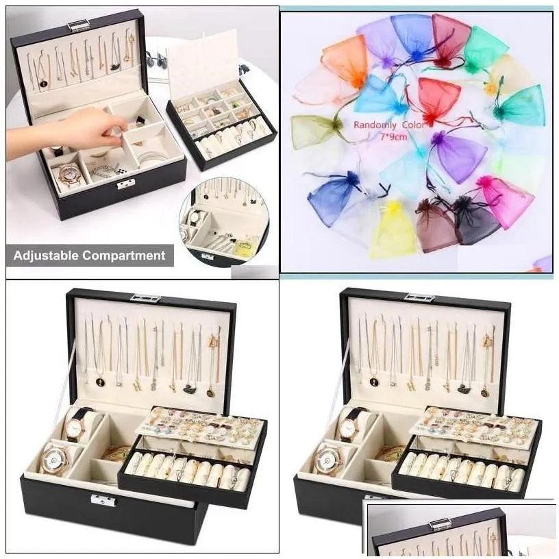 Jewelry Boxes Simboom Box Organizer For Women Girls 2 Layer Large Men Storage Case Pu Leather Display Jewellery Holder Drop Delivery