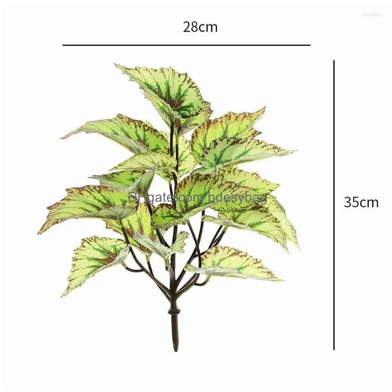 decorative flowers artificial plants green plastic banyan branches tropical themed leaves autumn party garden home decor accessories