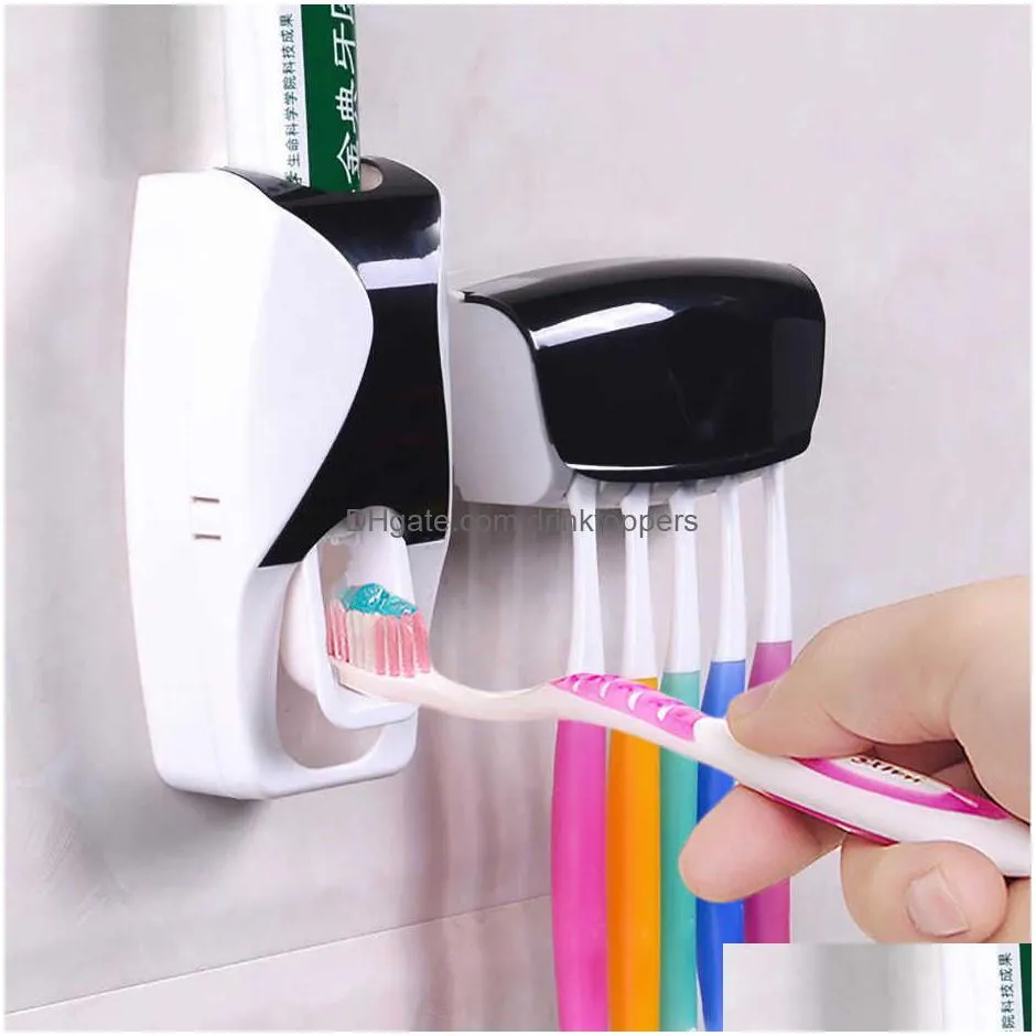 wash set automatic toothpaste squeezer with toothbrush holder toothbrush holder home punch- creative