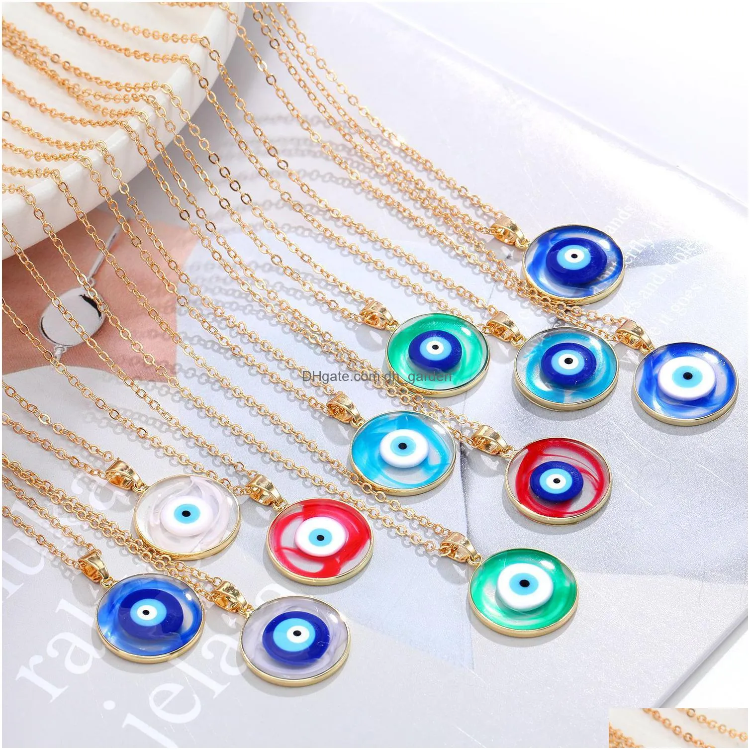 blooming colorful turkish blue evil eye necklace for women new trendy lucky eye clavicle chain choker wedding jewelry