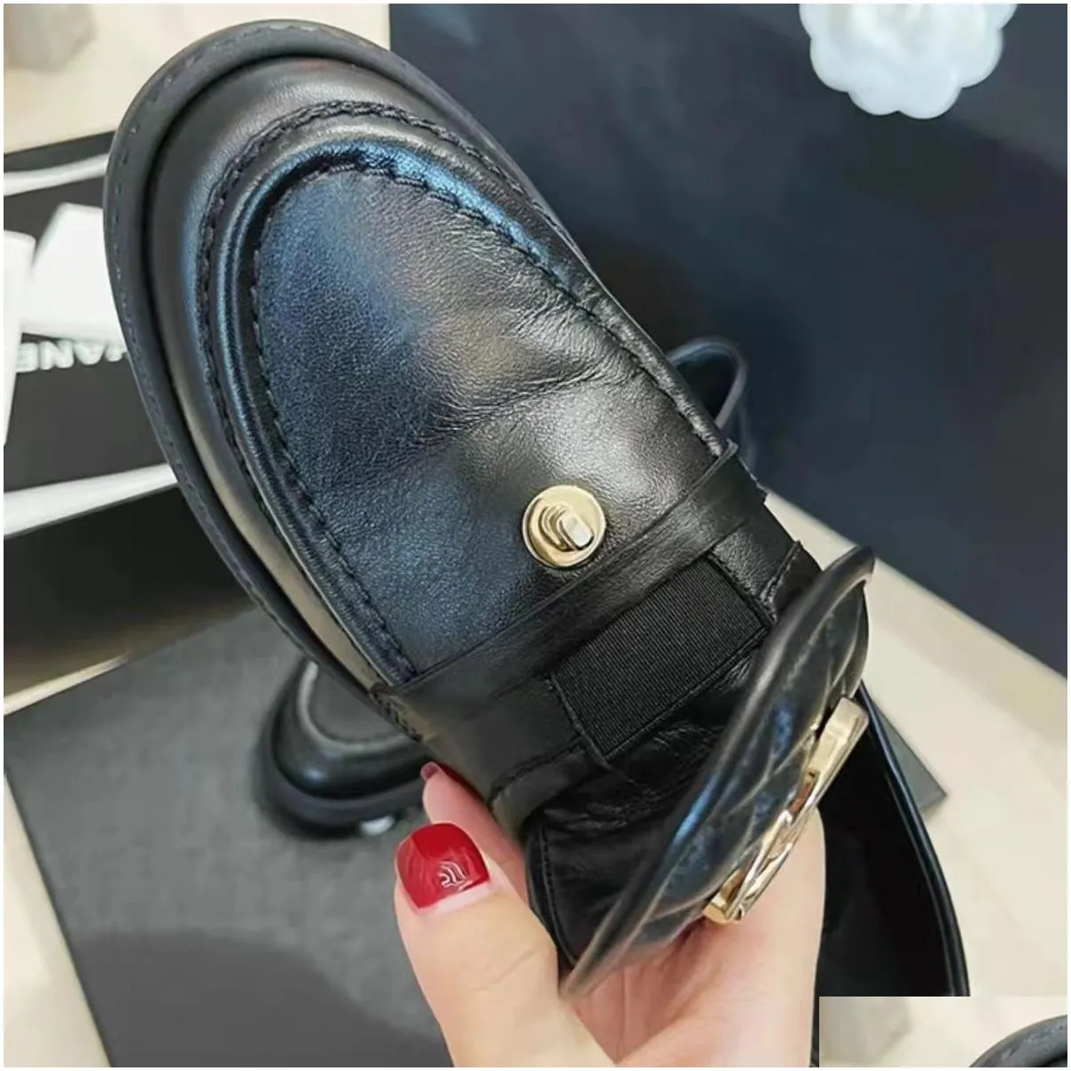 dress shoes loafers 2023 fall fashion leather ringer all-match small leather shoes high-quality womens single foot metal buckle black single