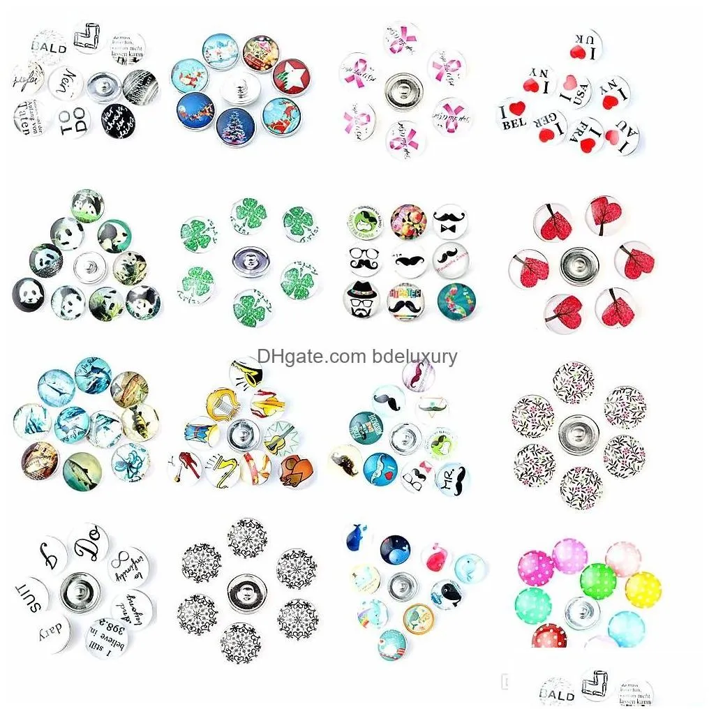 Charm Bracelets Wholesale Bk Lots Mix Styles Ginger 18Mm Glass Round Snap Jewelry Chunk Charms Snaps Button For Nosa Style Drop Deli