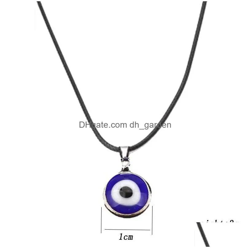 fashion colors evil eye pendant turkish blue eye chains choker necklaces black rope chains for women jewelry