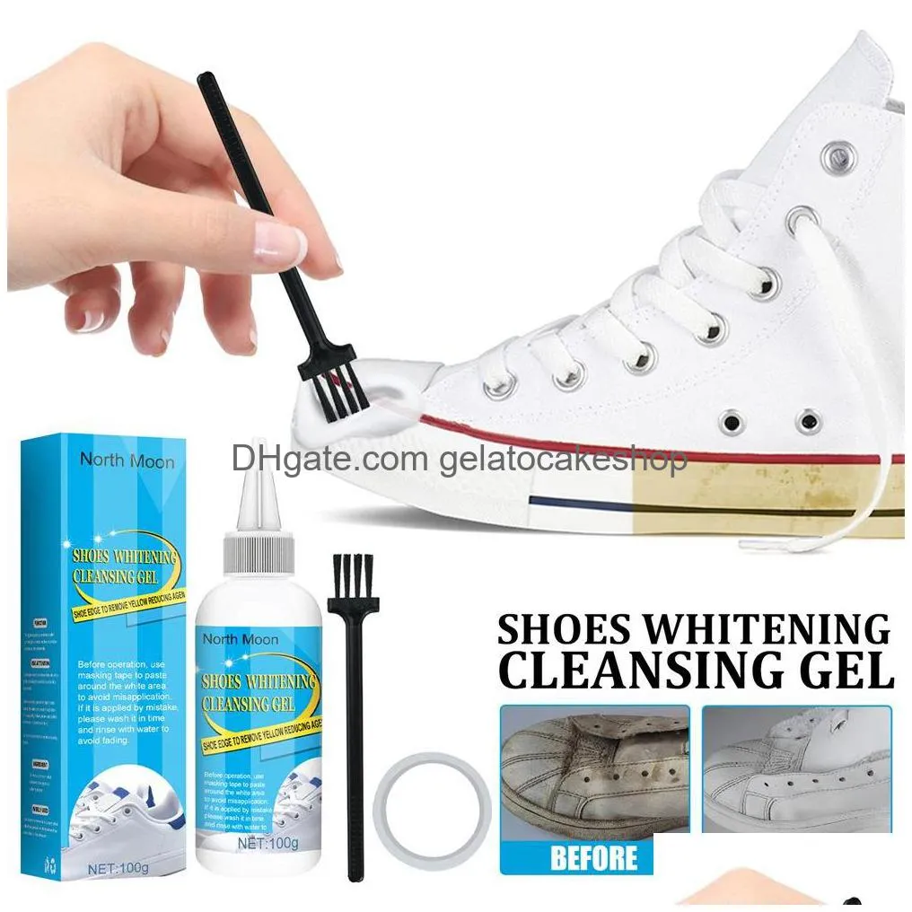  30/100ml white shoes cleaning gel clean shoe stain whitening cleansing polish foam deoxidizer gel for sneaker remove yellow edge