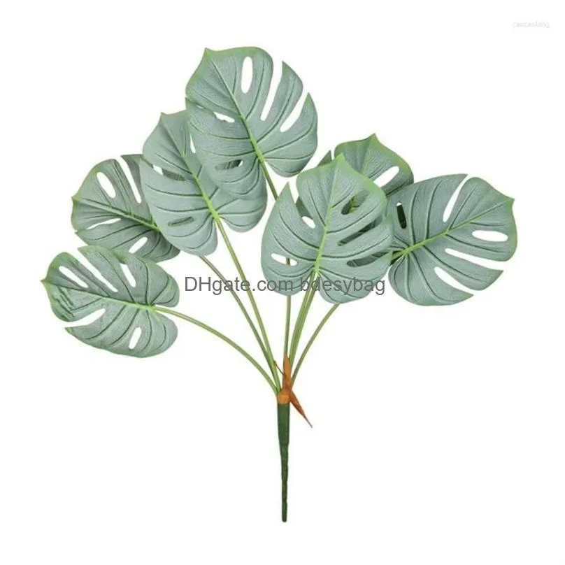 decorative flowers 7 banana leaves artificial plants for home balcony bonsai accessories christmas party wedding arch decoration