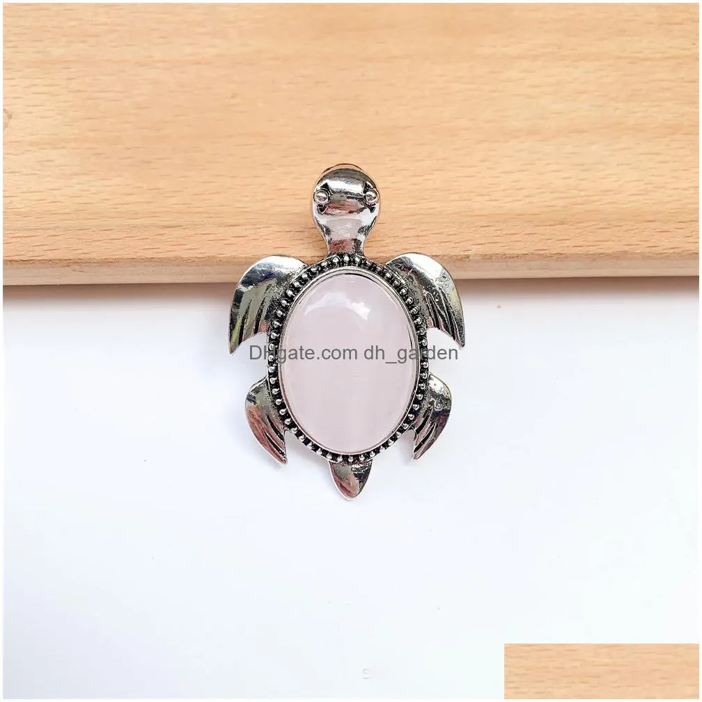 natural stone carved turtle pendants fashion animal charms for jewelry making necklace earrings fengshui 18x25mm