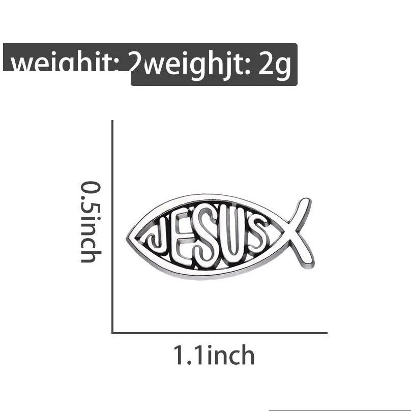 animal jesus fish enamel pins lapel brooch sweater shirt accessories gifts silver color cartoon women kids jewelry friends