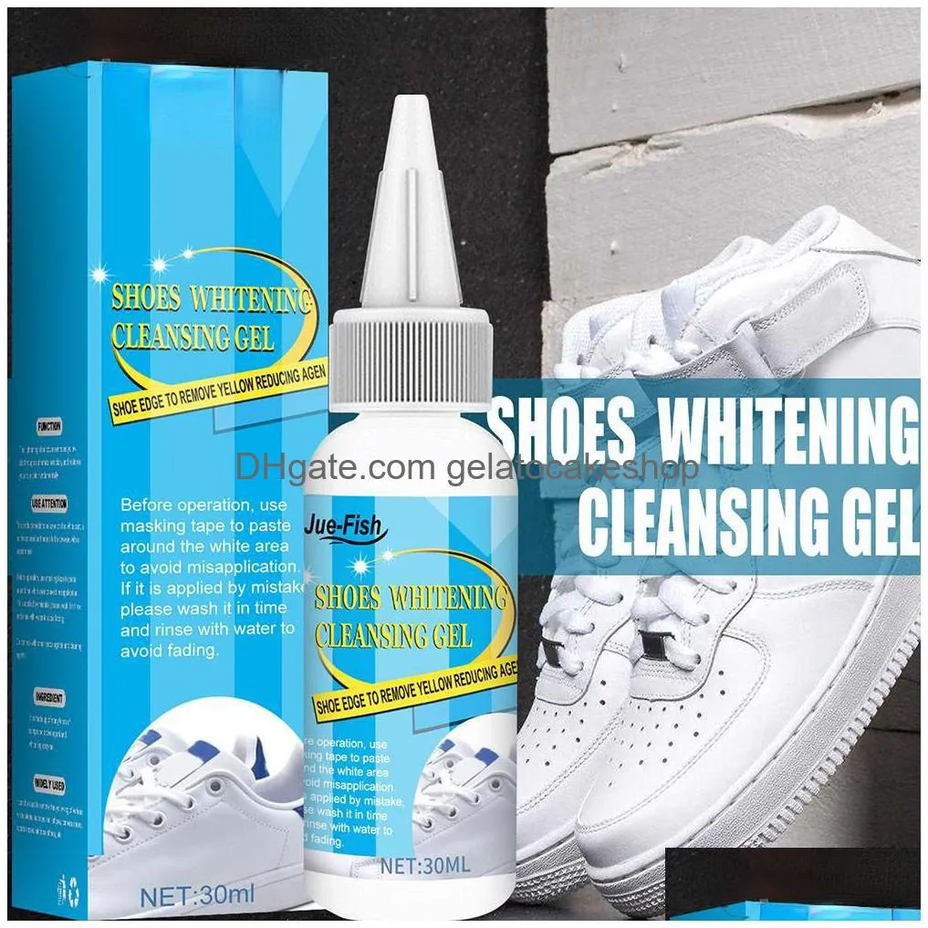  30/100ml white shoes cleaning gel clean shoe stain whitening cleansing polish foam deoxidizer gel for sneaker remove yellow edge